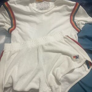 Aviator Nation terry clothes shorts/match tee
